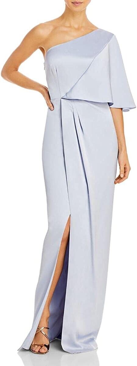 Aidan Mattox Womens Satin One Shoulder Evening Dress Blue 8 Aidan Mattox Womens Satin One Shoulder Evening Dress Blue 8
