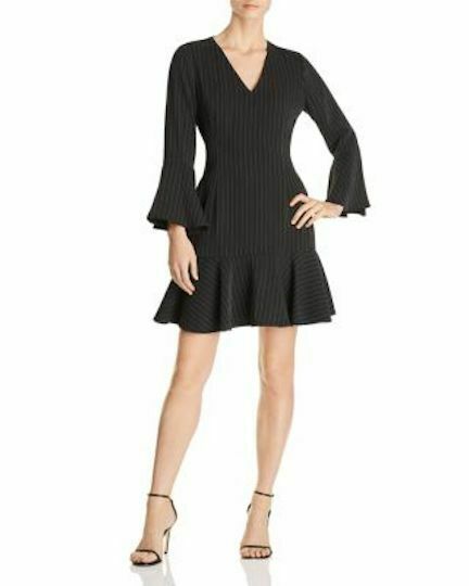 LE GALI Kia Pinstriped Flounce Dress $159 - Outlet Designers