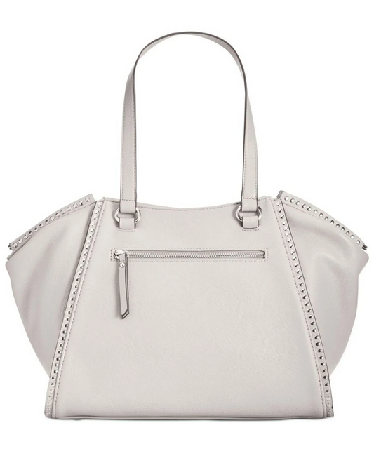 INC Women's Gray Hazel Satchel Embellished Faux Leather Satchel