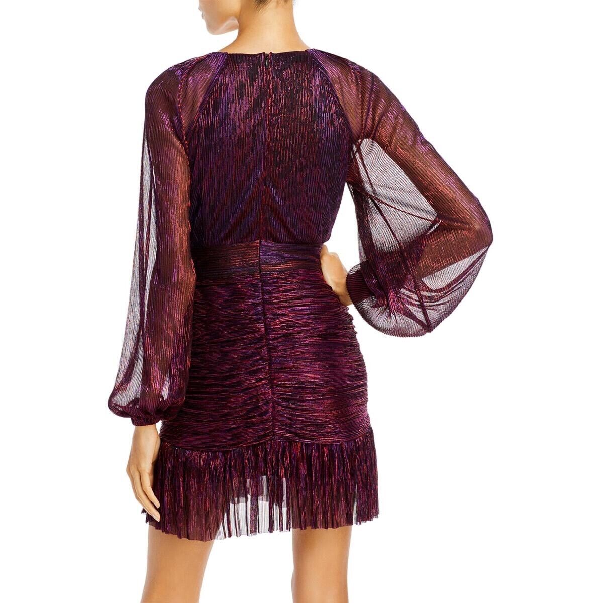 Robe courte métallisée à manches longues Katherine pour femme Aqua XL