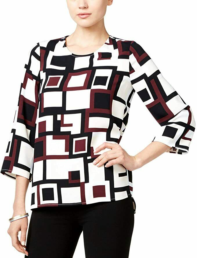 Alfani Petite Printed Top Graphic Elem Ma 14P