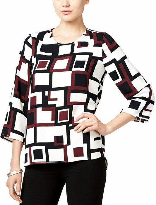 Alfani Petite Printed Top Graphic Elem Ma 14P
