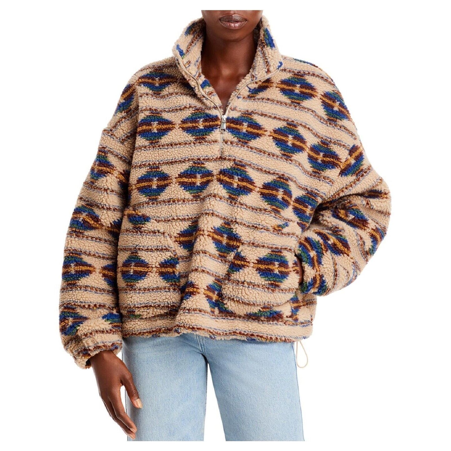 Aqua Womens Sherpa Aztec Teddy Coat XS