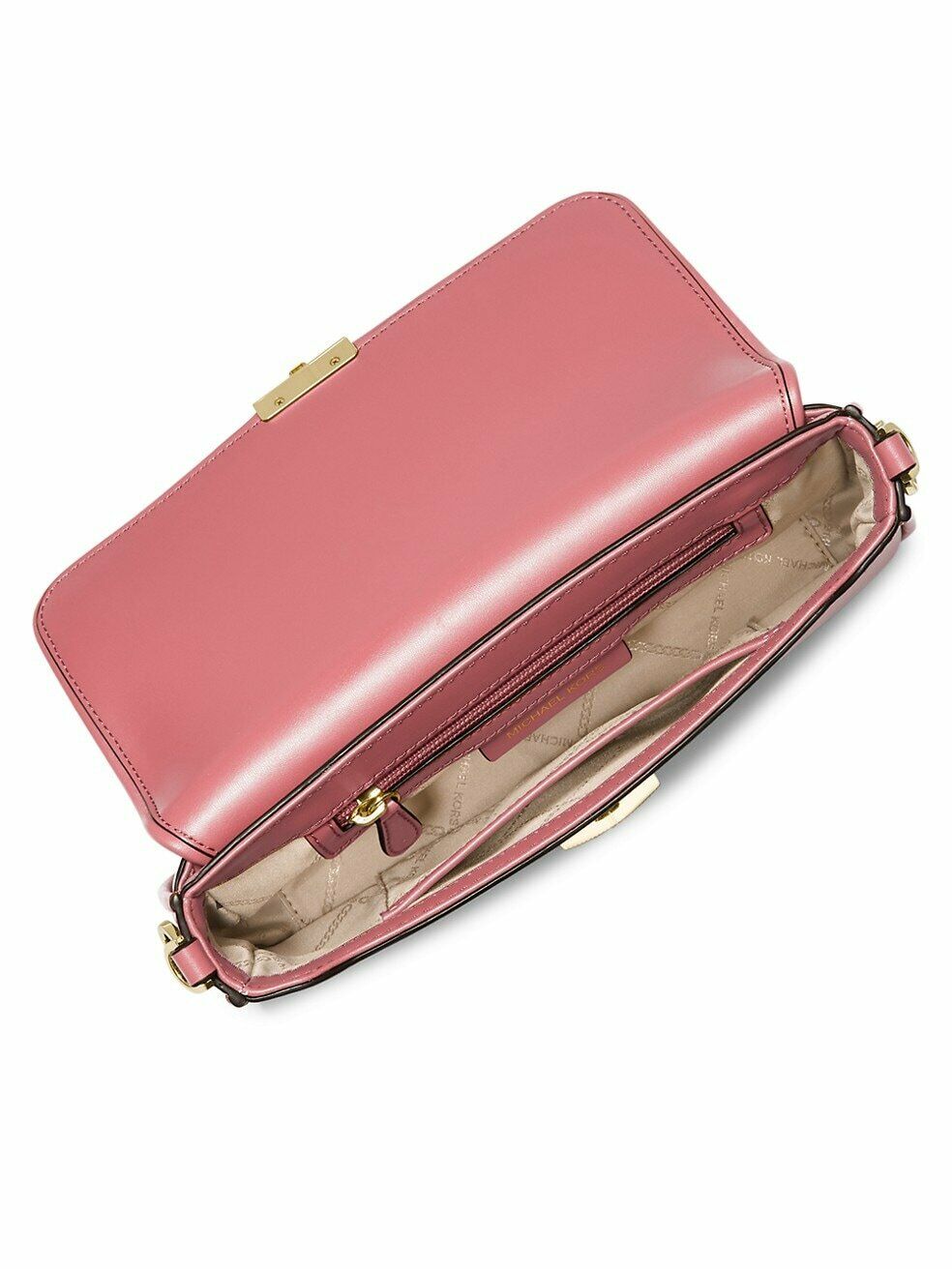 MICHAEL Michael Kors Small Bradshaw Woven Leather Shoulder Bag Tea Rose/Gold