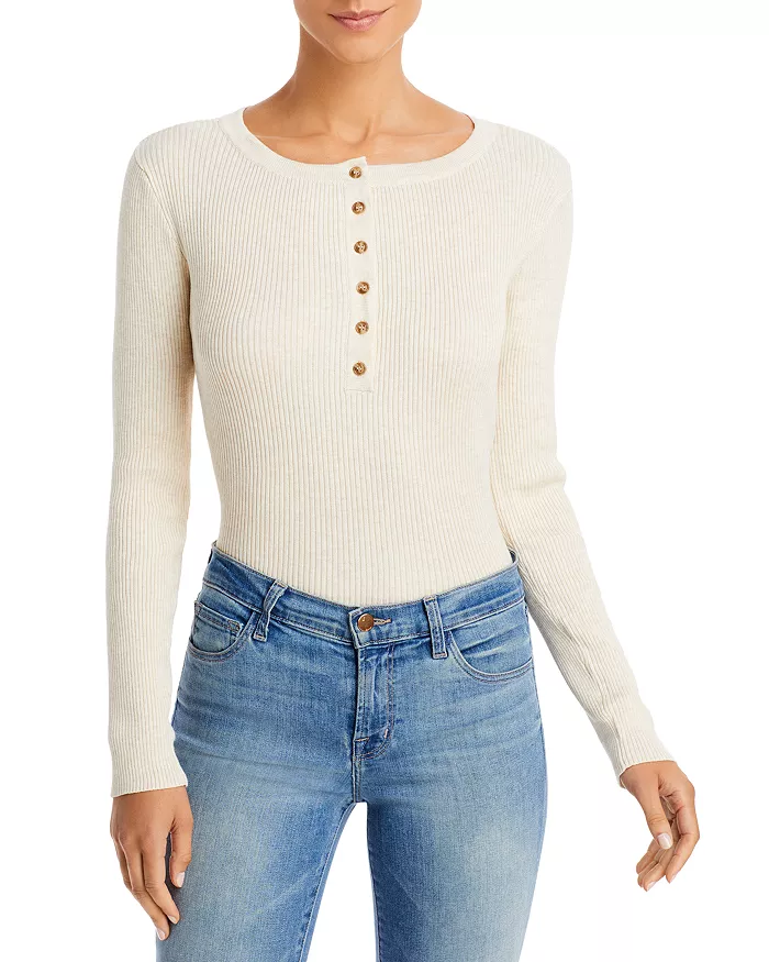 Aqua Womens Ribbed Henley Bodysuit M