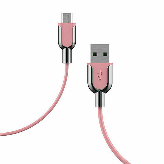 Electric Candy 3 Ft Micro Usb Cable In Silver And Pink