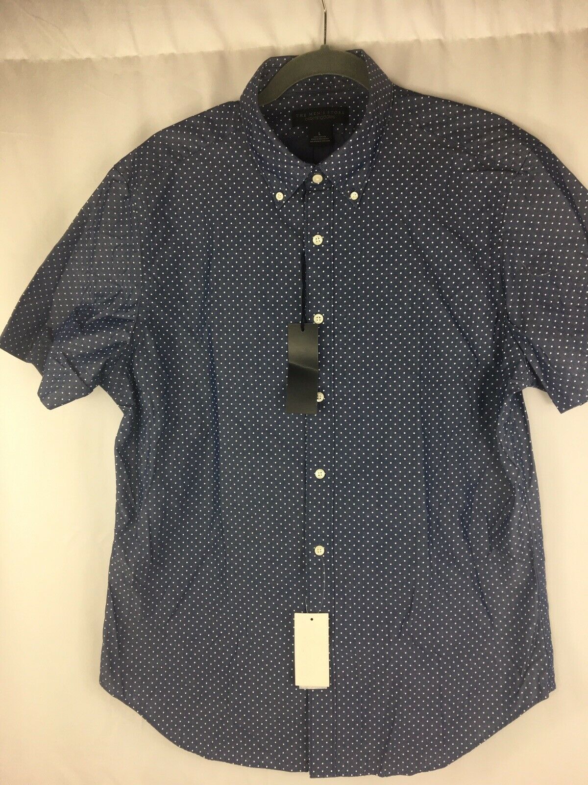 Bloomingdales The Men's Store Shirt V Neck Short Sleeve Navy Large - Outlet Designers