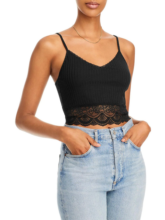Aqua Womens Lace Trim Shell Cami S