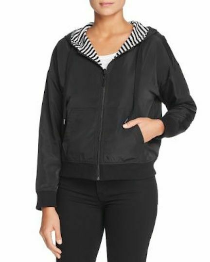 Kenneth Cole  Black & WHITE STRIPED CASUAL REVERSIBLE HOODIE JACKET S $89 - Outlet Designers