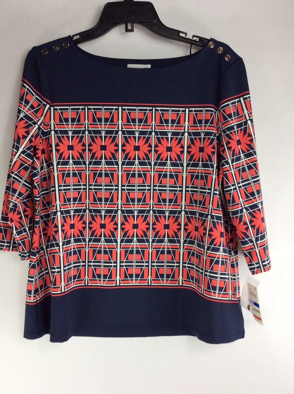 Charter Club Regatta Royale Coral Bloom Combo Top - Outlet Designers