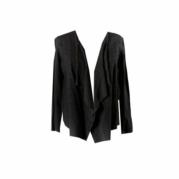 Alfani Petite Black Slit-Detail Draped Open Cardigan PXL