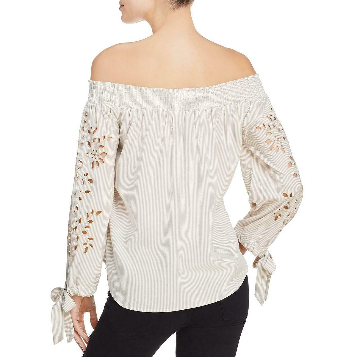 Vintage Havana Womens Eyelet Off-The_Shoulder Blouse