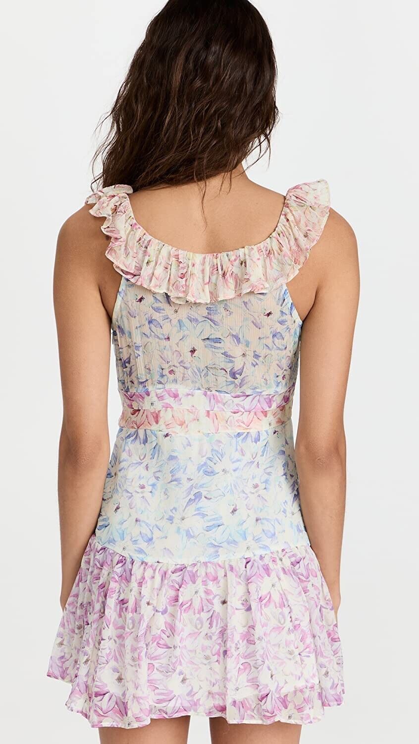 Love Shack Fancy Womens Seneca Floral Tiered Fit & Flare Dress 10