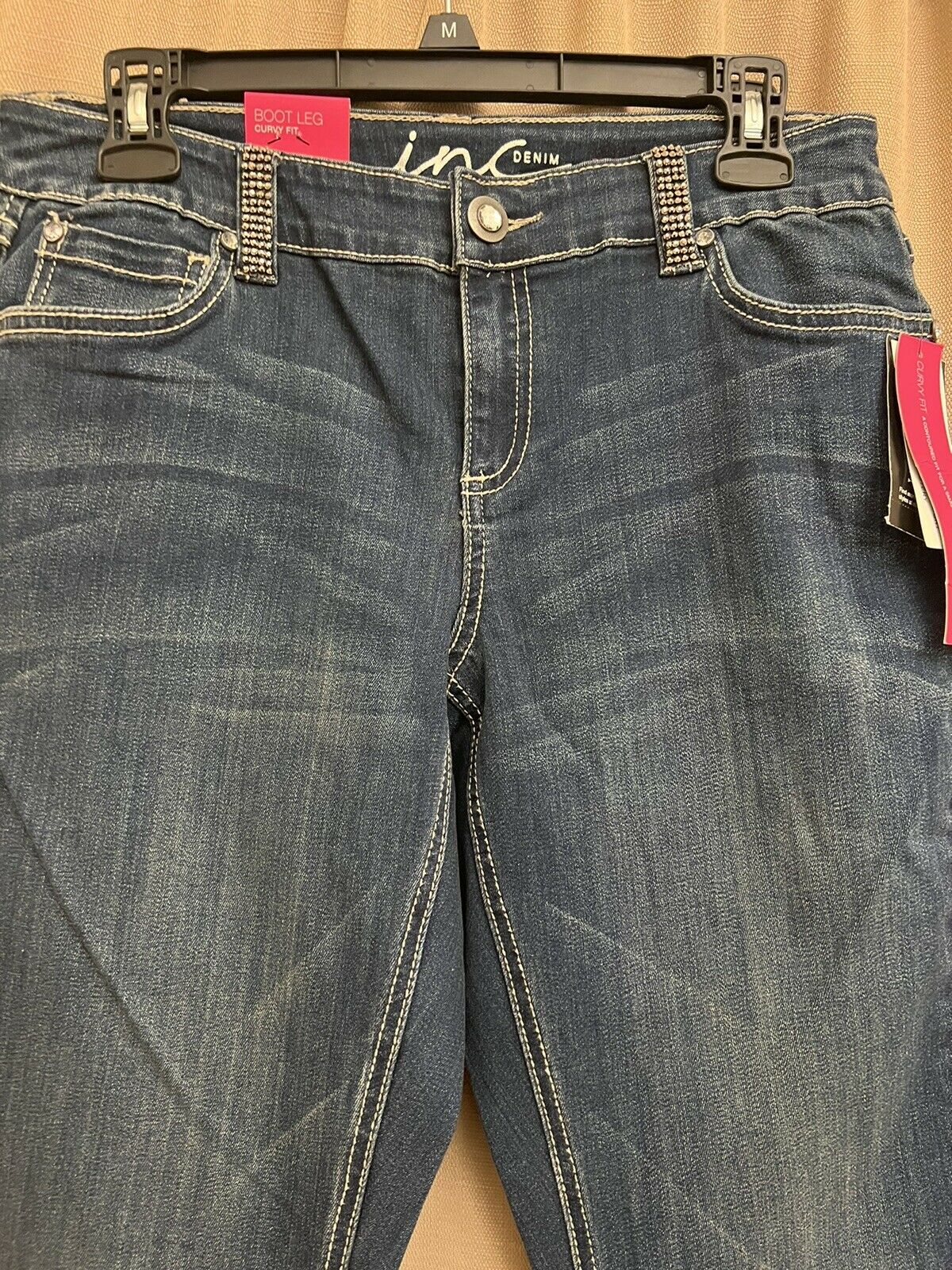 INC International concepts curvy fit boot leg with shiny rhinestones