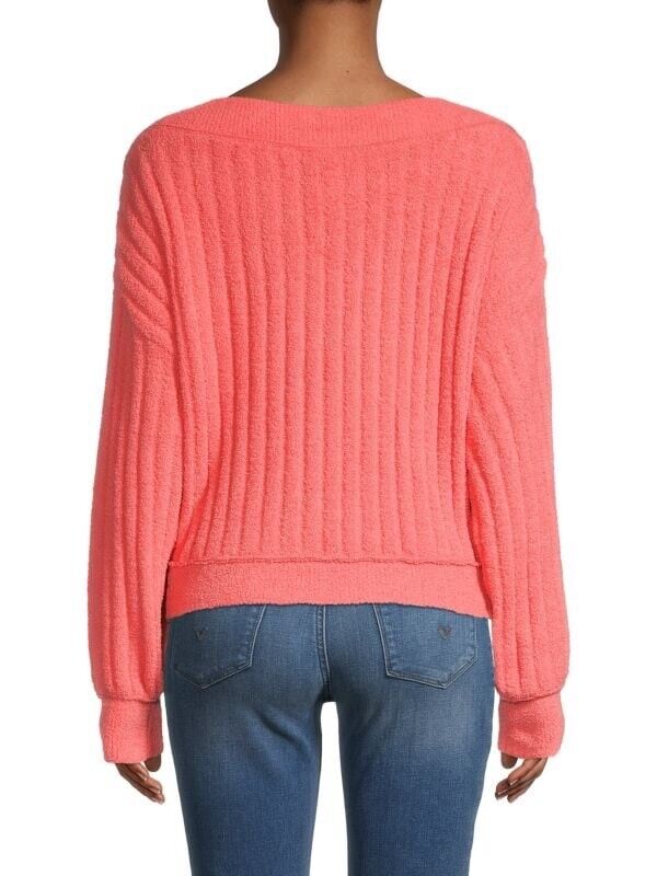 Free People Women's Cabin Fever Ribbed Sweater - Coral - Size S