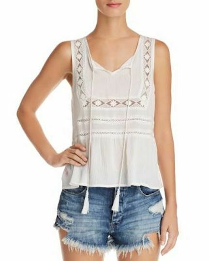 AQUA Embroidered-Inset Tank - Size XS