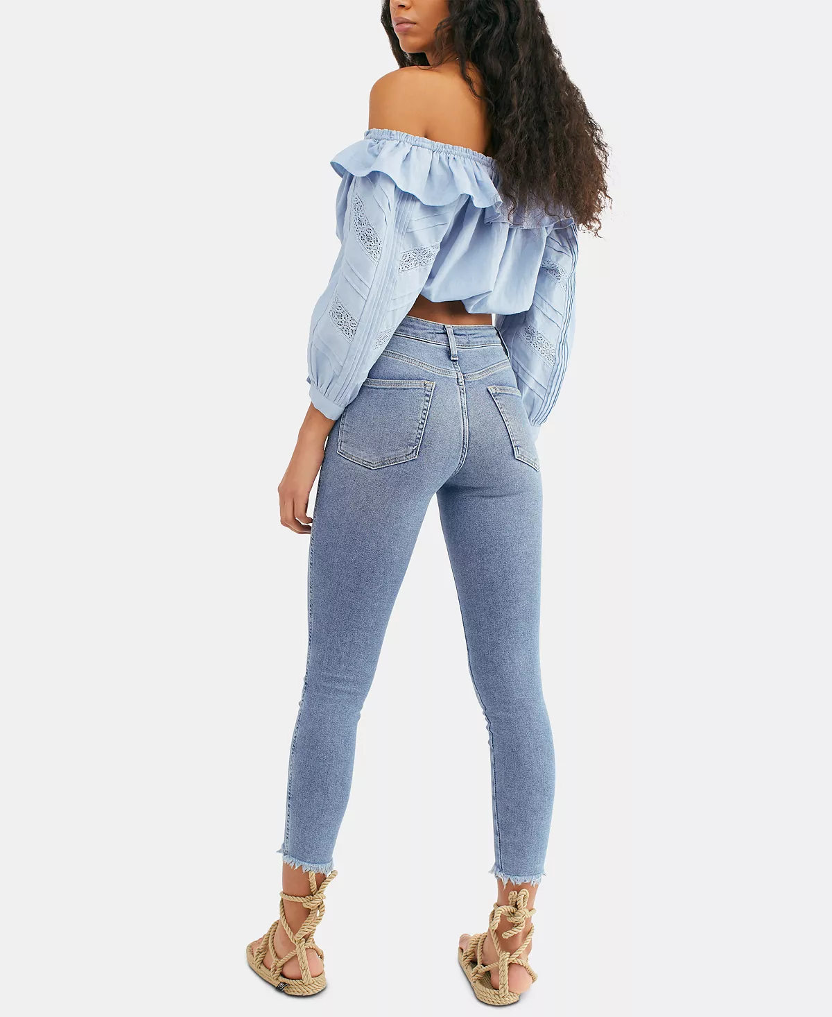 Мы бесплатные леггинсы из денима с высокой талией и необработанным краем длиной до щиколотки 24