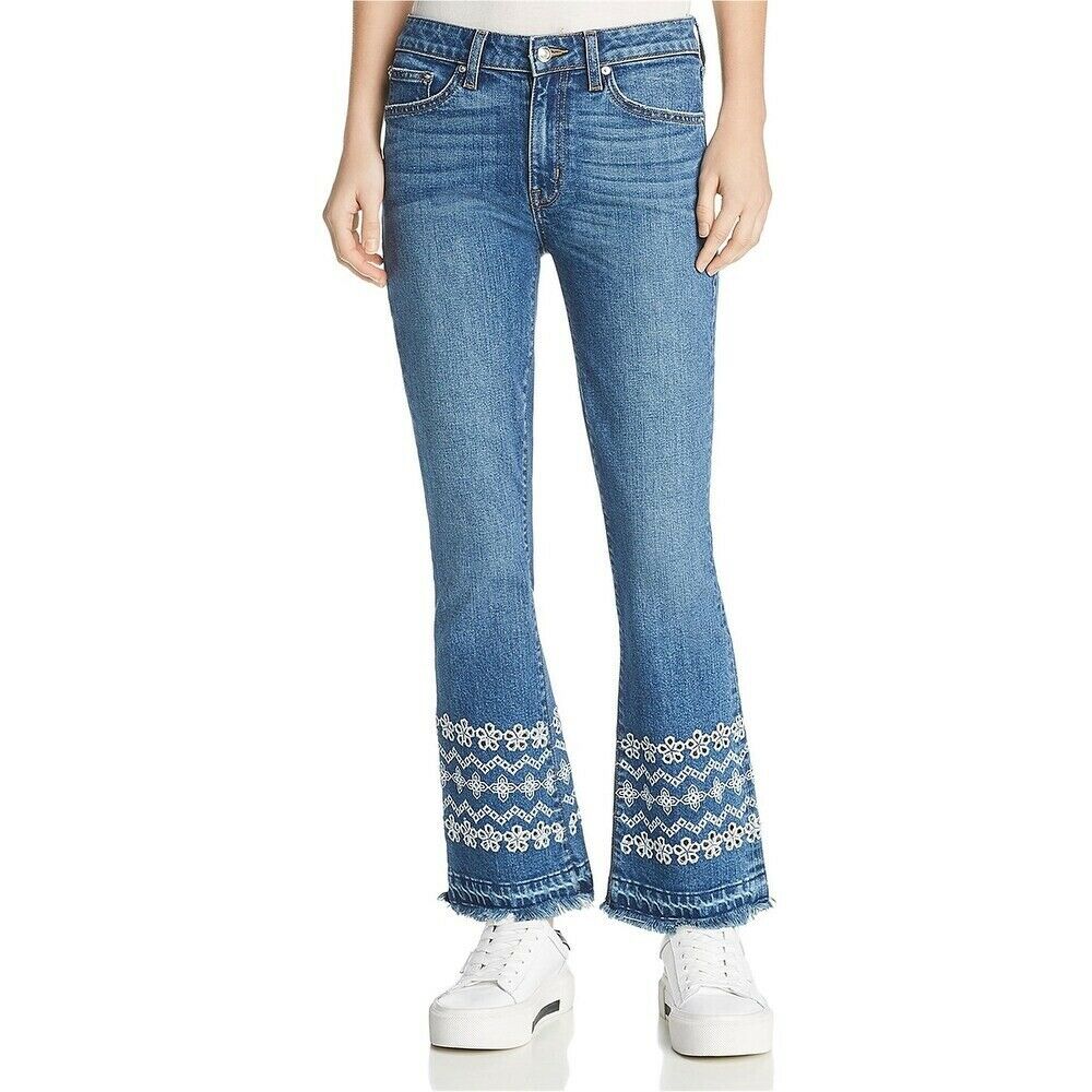 Derek Lam Womens Jane Flip Flop Flared Jeans, Blue, 27