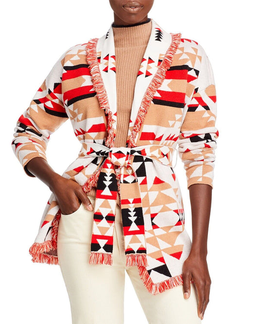 Pull cardigan ceinturé en jacquard Pilot Rock pour femme Aqua XS