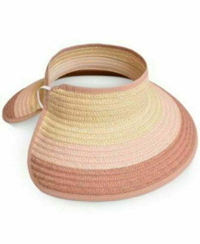 Visière à large bord ajustable et pliable INC pour femme, rayée, naturelle/rose