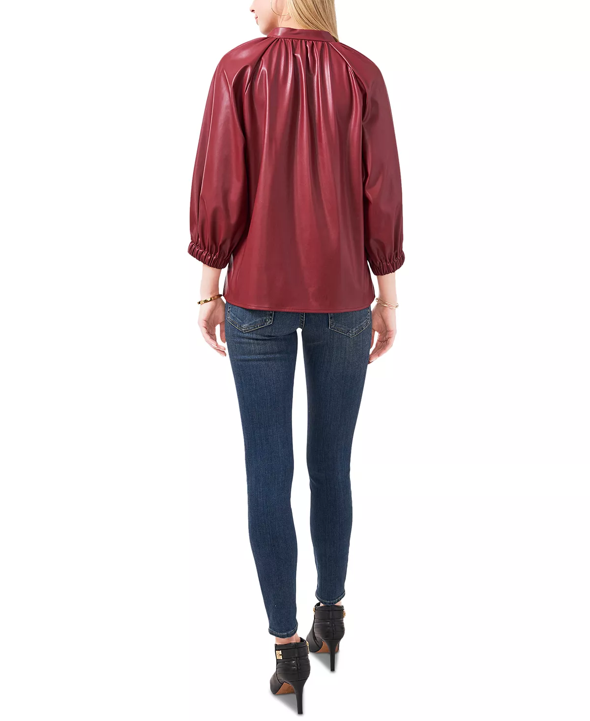 Топ VINCE CAMUTO из искусственной кожи с разрезом на шее, размер S