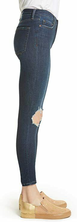 Free People Women's High-Rise Busted Skinny In Dark Blue Dark Blue 26