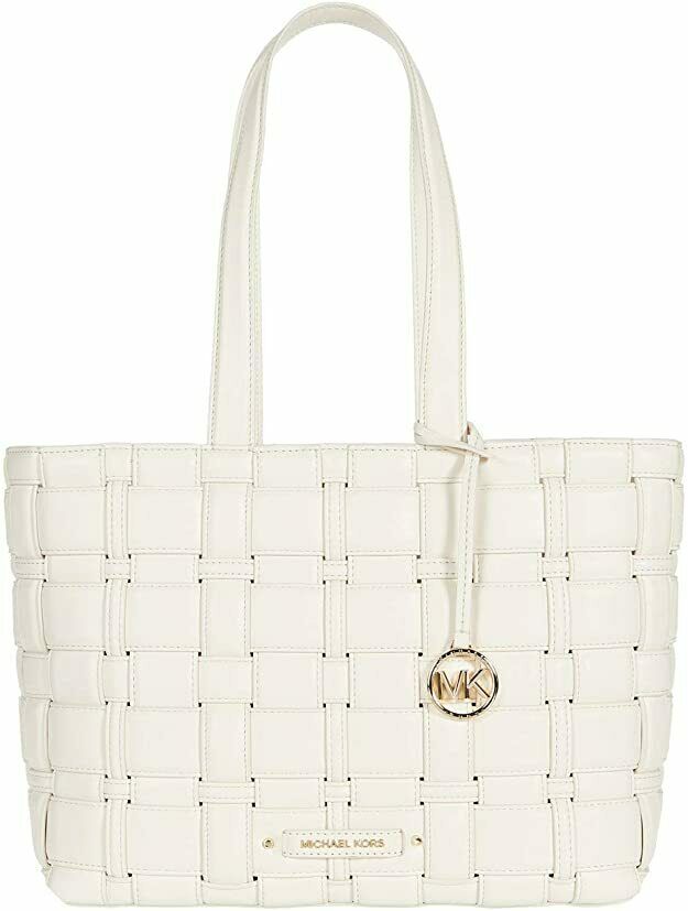 Michael Kors Ivy Tote East West Woven Tote Light Cream Medium