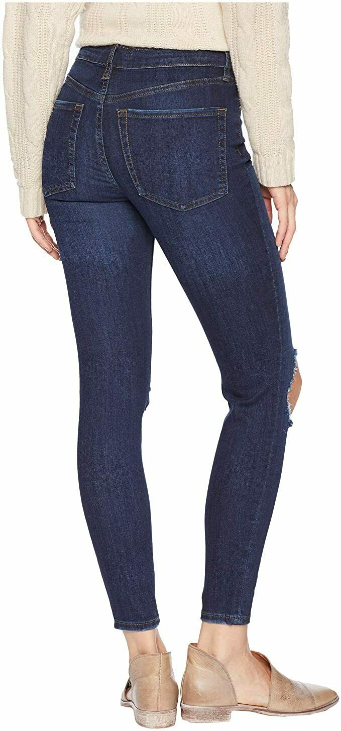 Free People Women's High-Rise Busted Skinny in Dark Blue Indigo