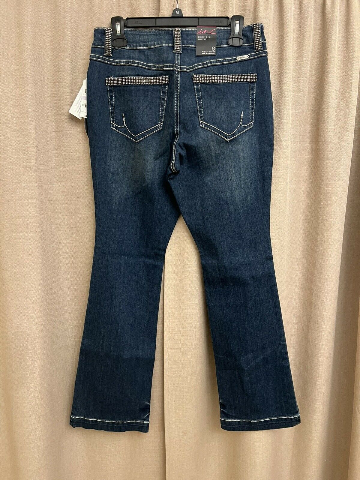 INC International concepts curvy fit boot leg with shiny rhinestones