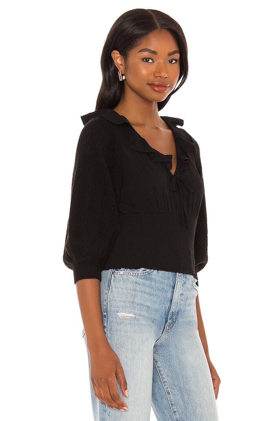 Free People Billie Sweater Top in Black XL