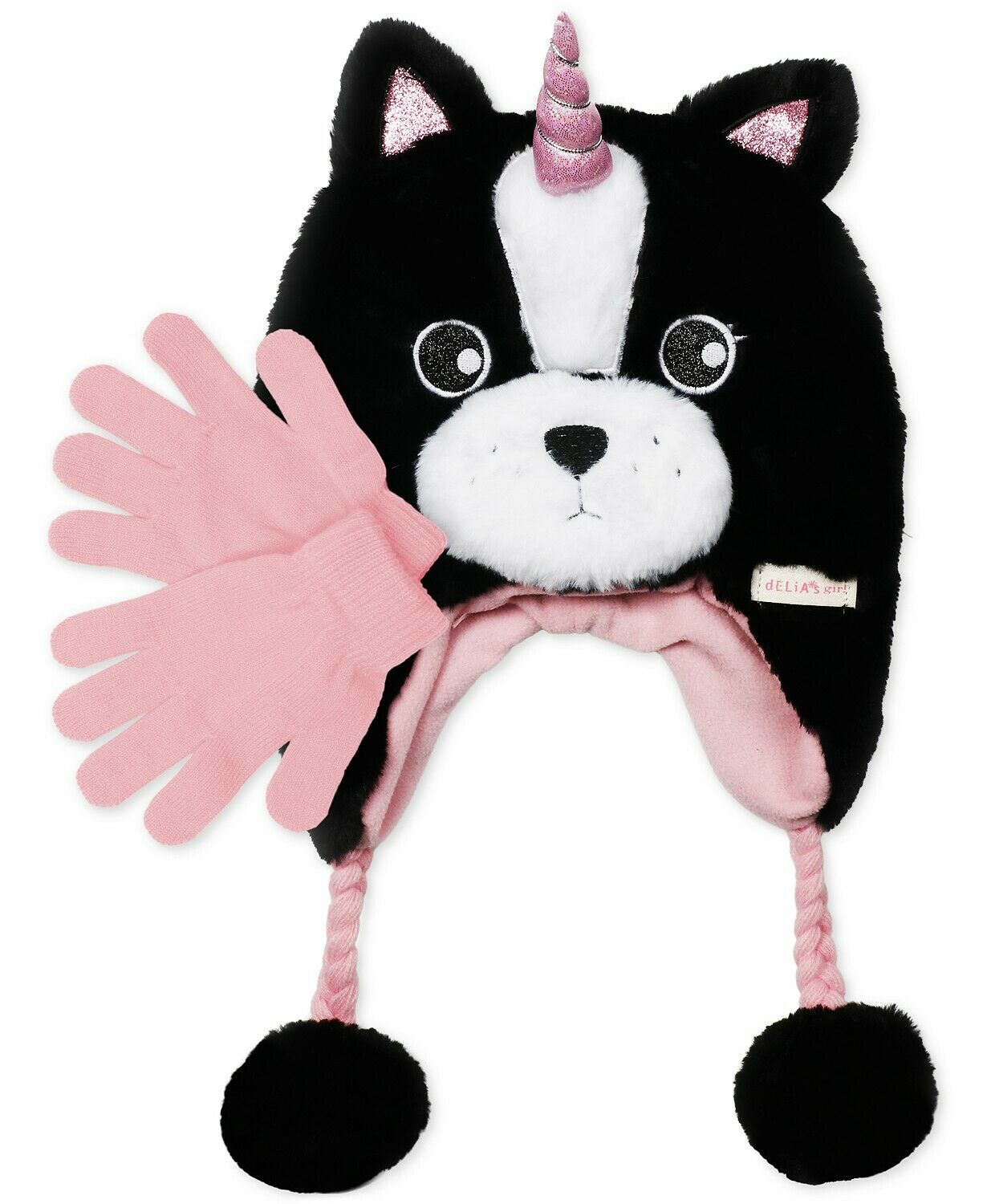 FAB Little Girls 2-Pc. Faux-Fur Frenchie Trapper Hat & Gloves Set - Outlet Designers