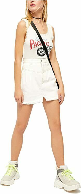 Minijupe en jean Sidecar pour femme Free People en argile blanche (27)