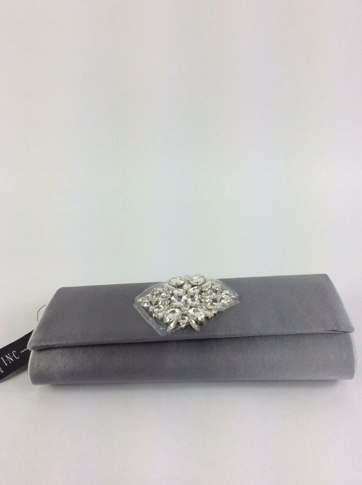 INC INTERNATIONAL CONCEPTS NICHKOLE Grey Satin Clutch Bag Msrp $79.50 - Outlet Designers