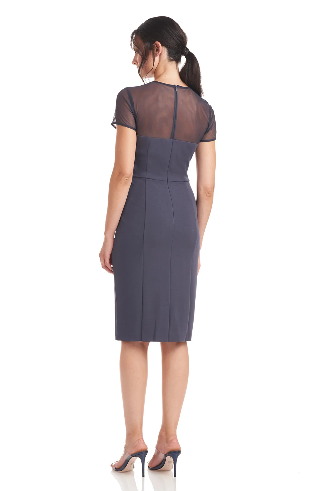 JS Collections Illusion Sheath Dress Cool Gun 12