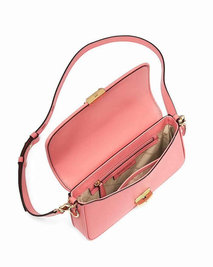 MICHAEL Michael Kors Small Bradshaw Woven Leather Shoulder Bag Tea Rose/Gold
