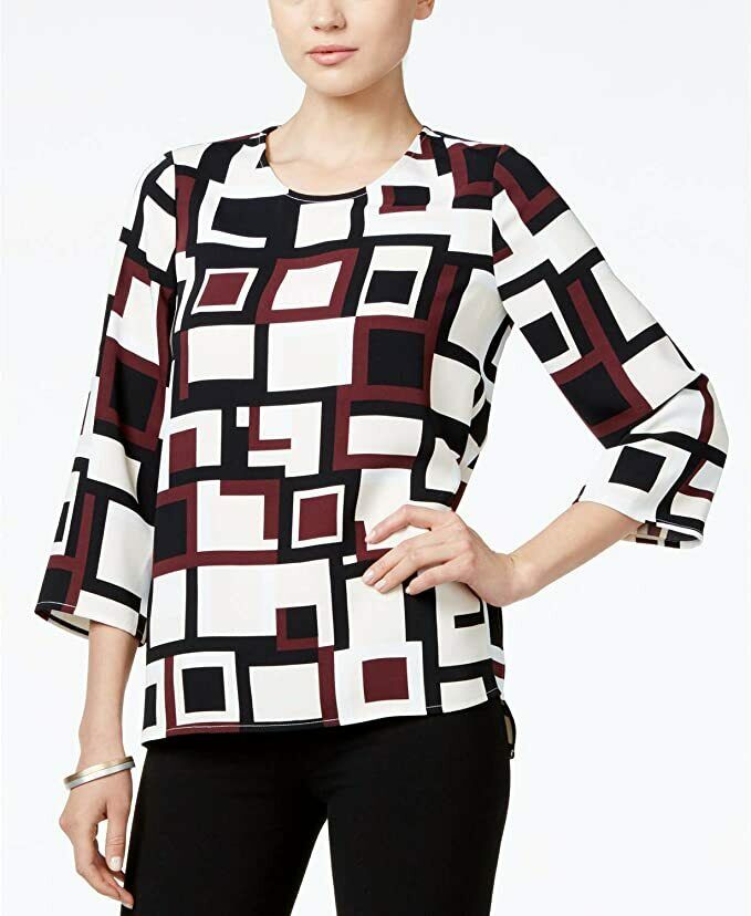 Alfani Petite Printed Top Graphic Elem Ma 14P