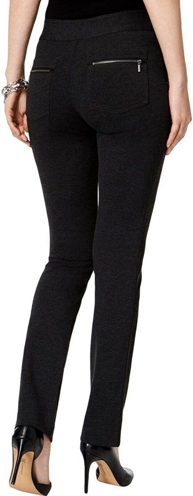 Pantalon décontracté à enfiler coupe droite taille mi-haute pour femme INC 0
