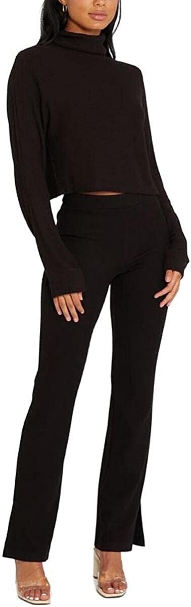 Sanctuary Womens Sweet On You Knit Cozy Turtleneck Top Black L