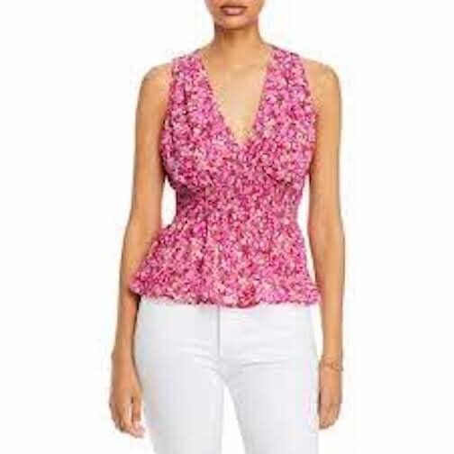 Aqua Womens Floral V Neck Blouse XS