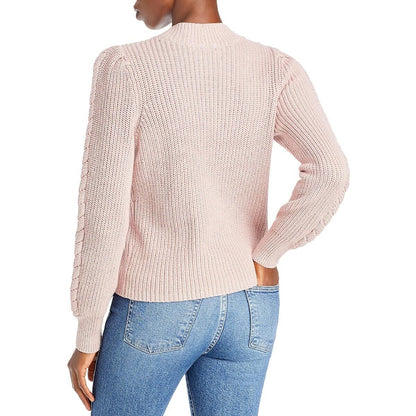 Aqua Womens Cable Knit Puff Sleeve Mock Turtleneck Sweater XL