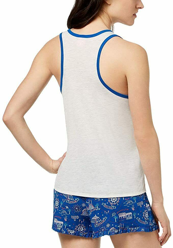 Jenni by Jennifer Moore Womens Graphic-Print Contrast-Trim Pajama Tank (Whispy G
