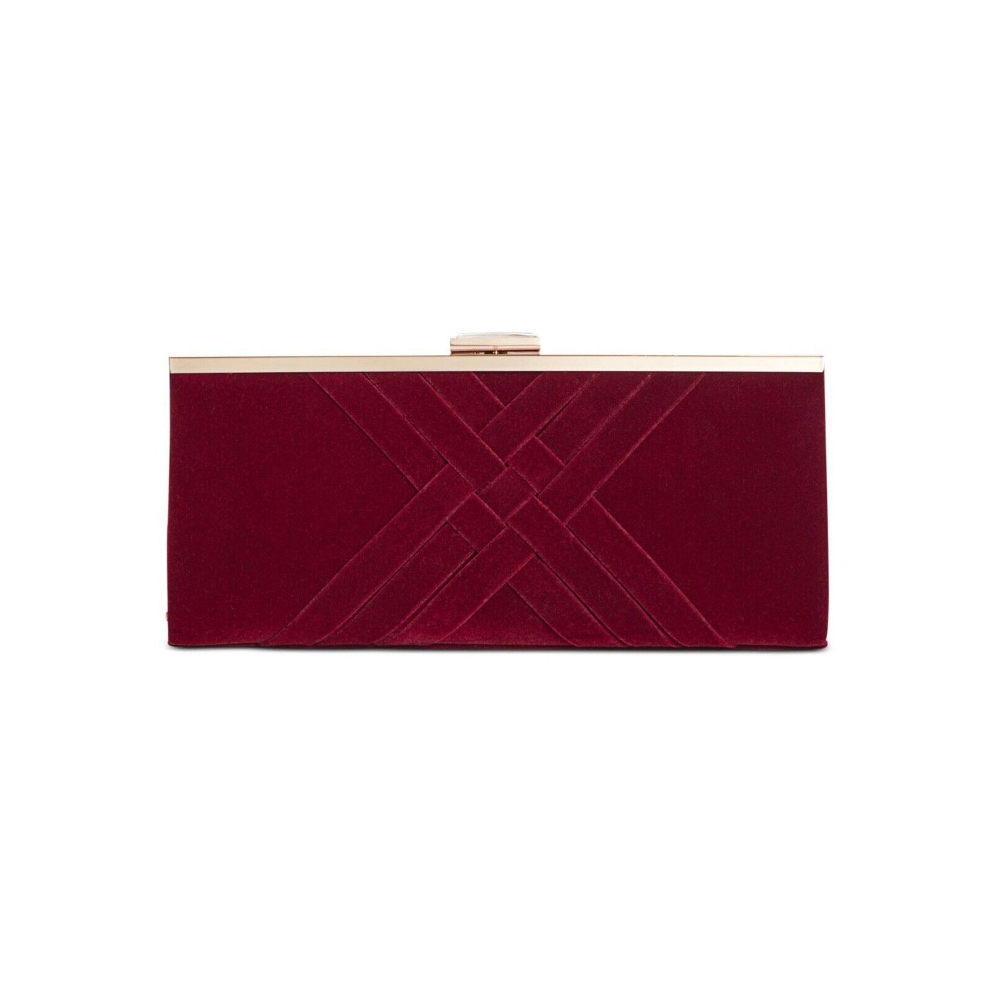 INC Women's Red Suede Chain Strap Clutch Handbag Purse