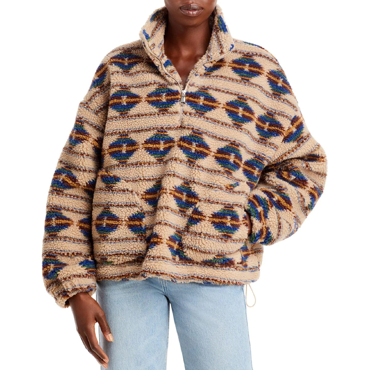 Aqua Womens Sherpa Aztec Teddy Coat XS