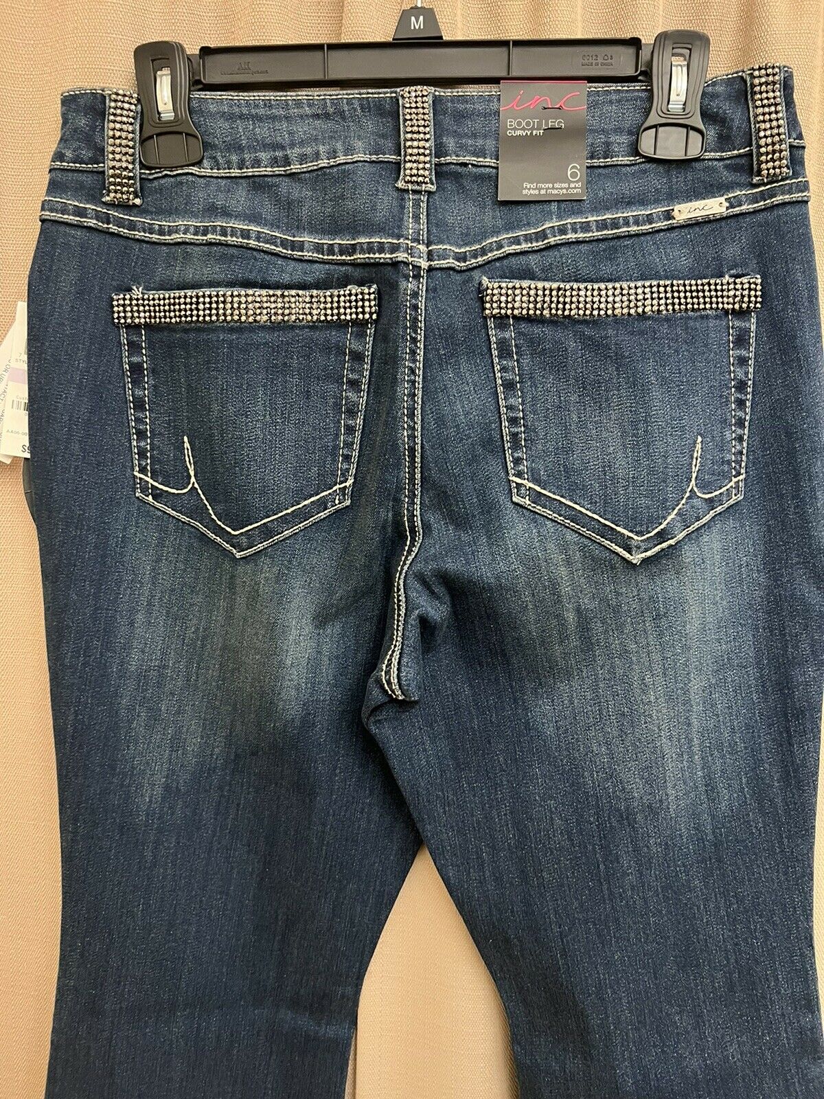 INC International concepts curvy fit boot leg with shiny rhinestones