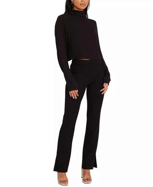 Sanctuary Womens Sweet On You Knit Cozy Turtleneck Top Black L