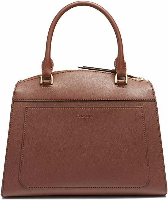 Calvin Klein Lock Daytona Leather Medium Statement Satchel