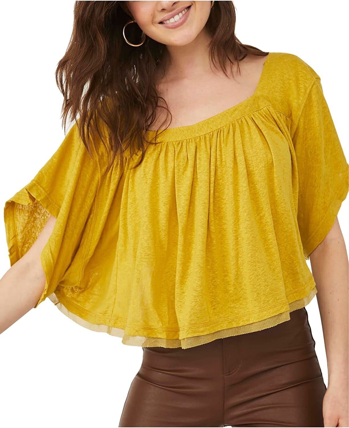 Free People Sunsetter Tee Golden Meadow LG (Women's 12-14)