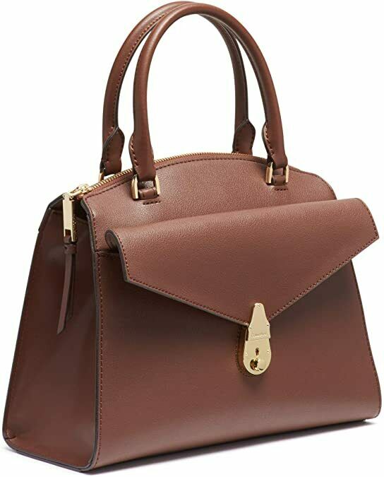 Calvin Klein Lock Daytona Leather Medium Statement Satchel