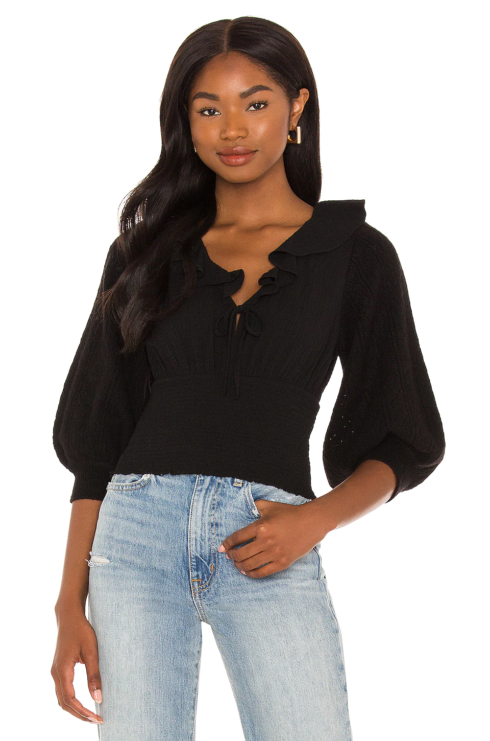 Free People Billie Sweater Top in Black XL Outlet Designers