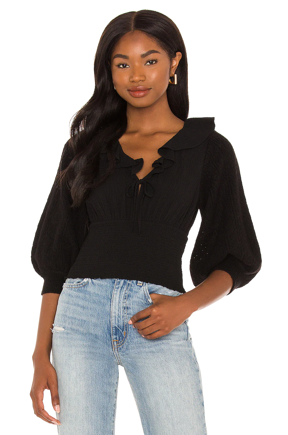 Free People Billie Sweater Top in Black XL